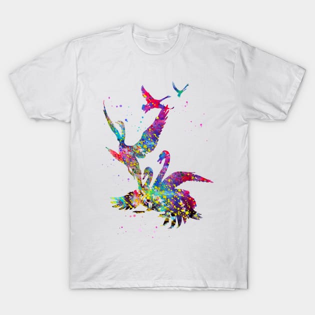 Flying swans T-Shirt by erzebeth